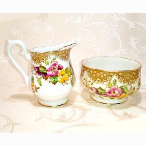 'LOVELACE' CREAM & SUGAR - ROYAL ALBERT CROWN CHINA